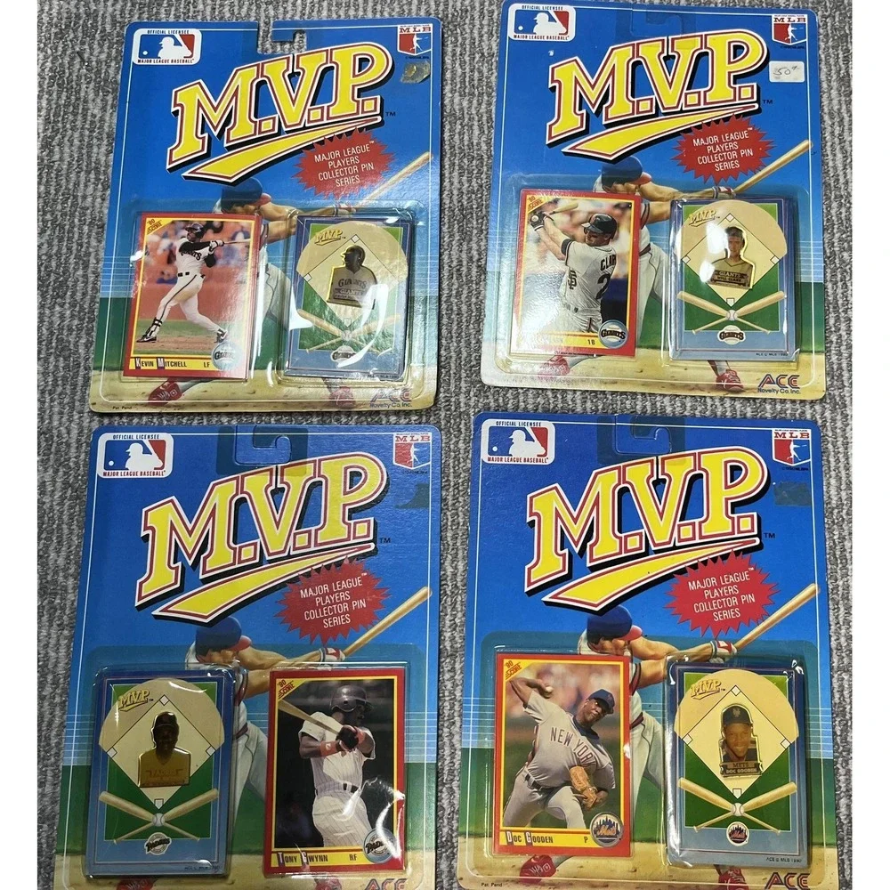 Vintage MLB MVP Pin Button Lot One Size Blue‎ Baseball ACE Novelty 1990 Set